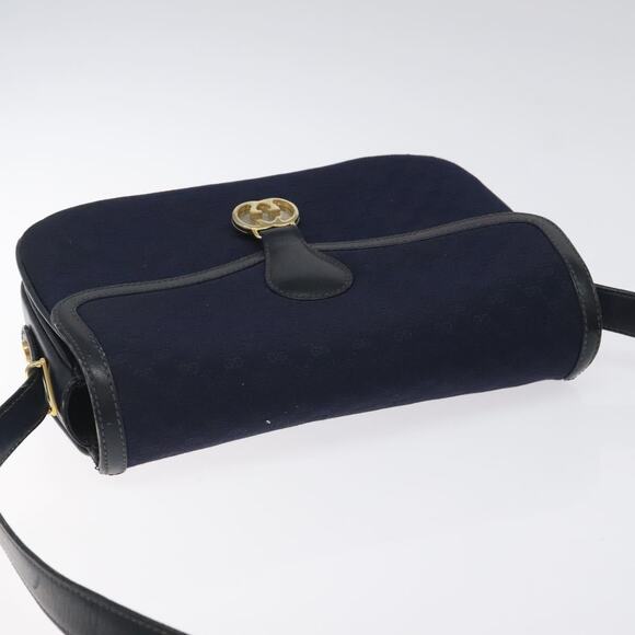 GUCCI Micro GG Canvas Shoulder Bag Navy Gold - Picture 6 of 16